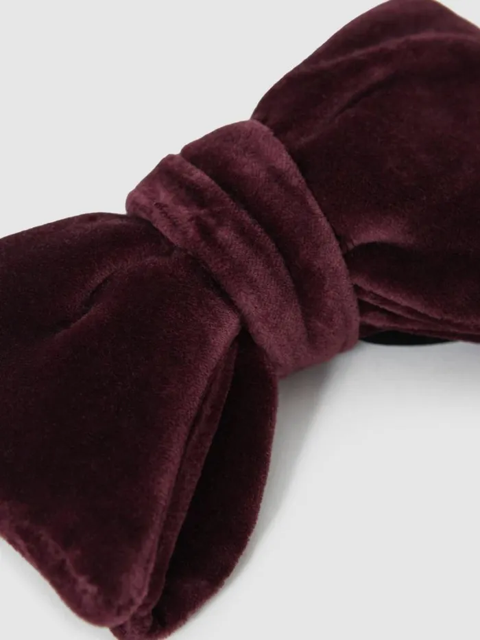 REISS Ties and Pocket Squares Men Velvet Bow Tie Bordeaux