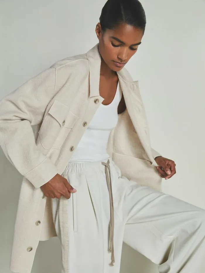 REISS Tops WomenMen Reiss Les 100 Ciels BoiledWool Boucl Overshirt Cream