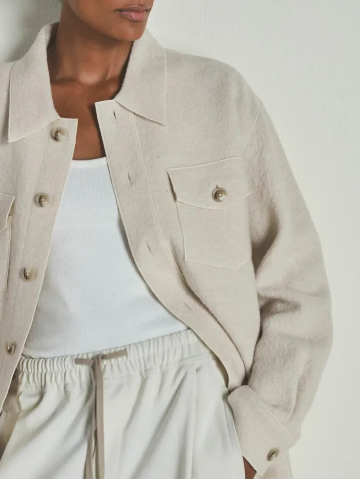 REISS Tops WomenMen Reiss Les 100 Ciels BoiledWool Boucl Overshirt Cream