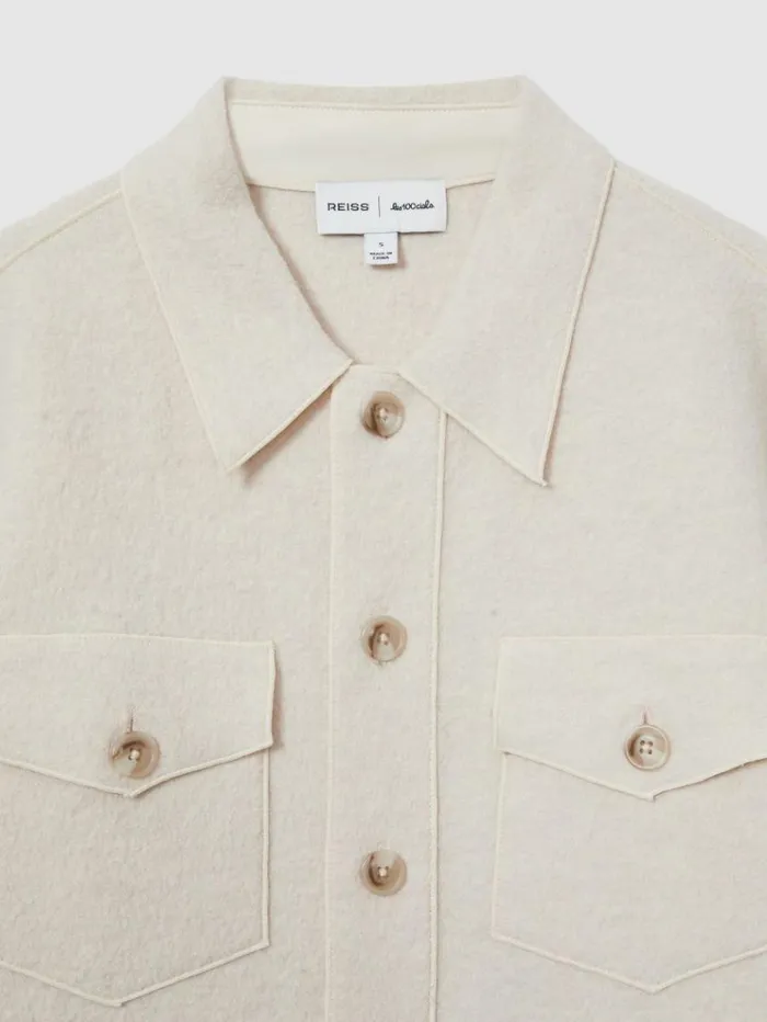 REISS Tops WomenMen Reiss Les 100 Ciels BoiledWool Boucl Overshirt Cream