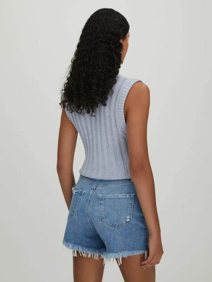 REISS Tops Women Paige Cable Knit Vest Soft Blue