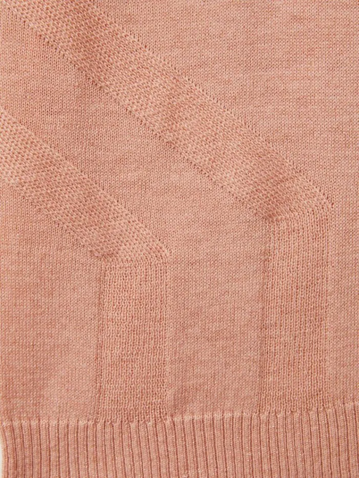 REISS Tops Women Paige Peach Metallic Ruffle Trim Top Peach