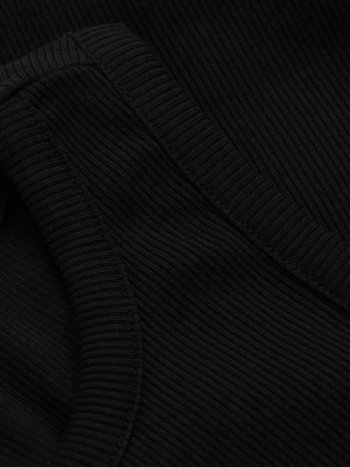 REISS Tops Women Ribbed Cotton Blend Cropped Vest Black