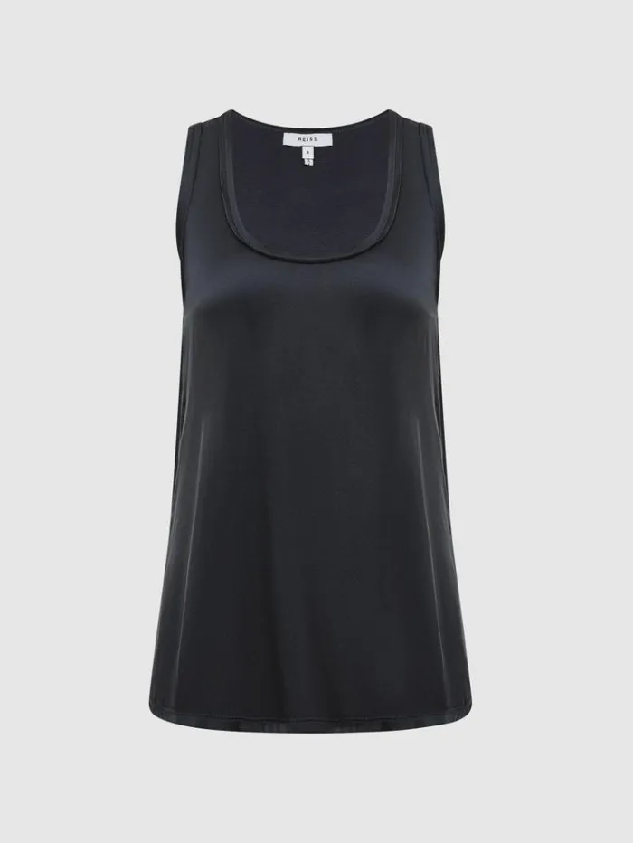 REISS Tops Women Silk Front Vest Navy