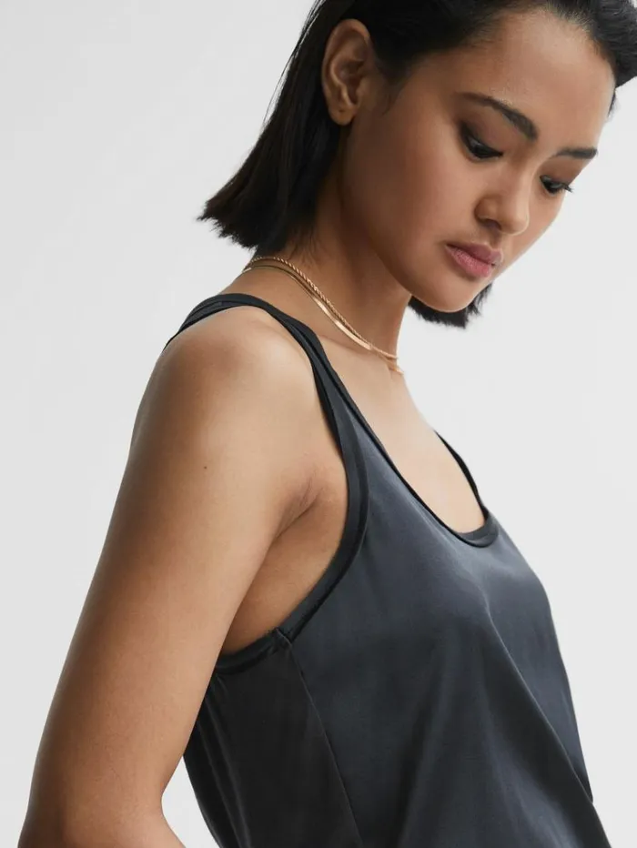 REISS Tops Women Silk Front Vest Navy