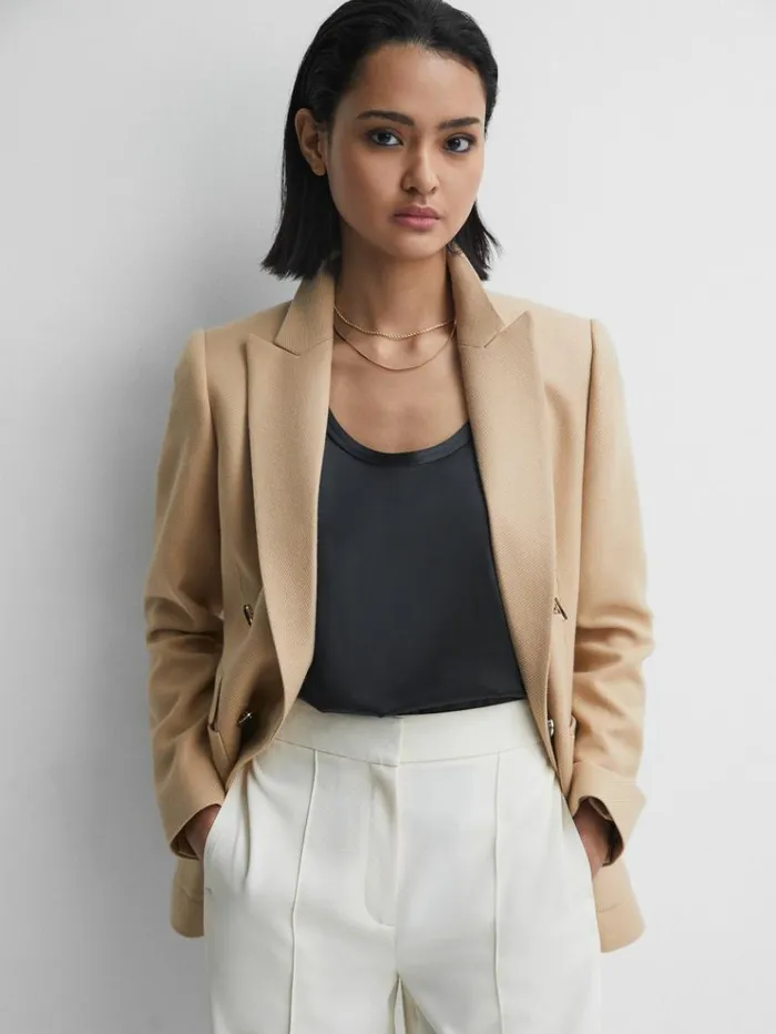 REISS Tops Women Silk Front Vest Navy