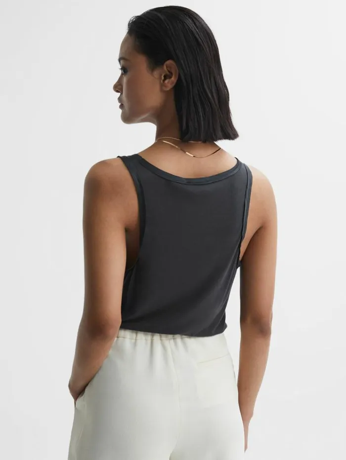 REISS Tops Women Silk Front Vest Navy
