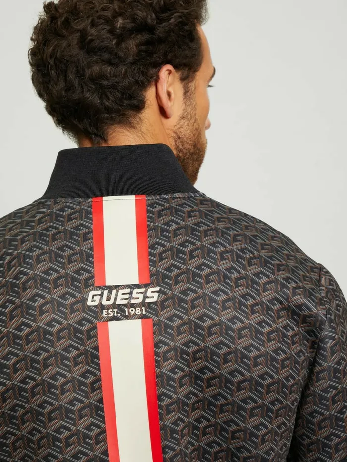 Rolph Signature Cube Jacket Macro G Cube Brown Combo Men Activewear GUESS Rolph Signature Cube Jacket Macro G Cube Brown Combo Men Activewear GUESS