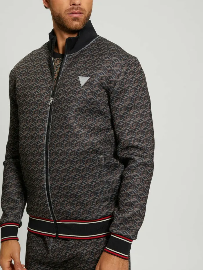 Rolph Signature Cube Jacket Macro G Cube Brown Combo Men Activewear GUESS Rolph Signature Cube Jacket Macro G Cube Brown Combo Men Activewear GUESS