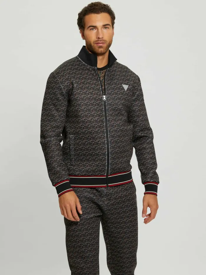 Rolph Signature Cube Jacket Macro G Cube Brown Combo Men Activewear GUESS Rolph Signature Cube Jacket Macro G Cube Brown Combo Men Activewear GUESS