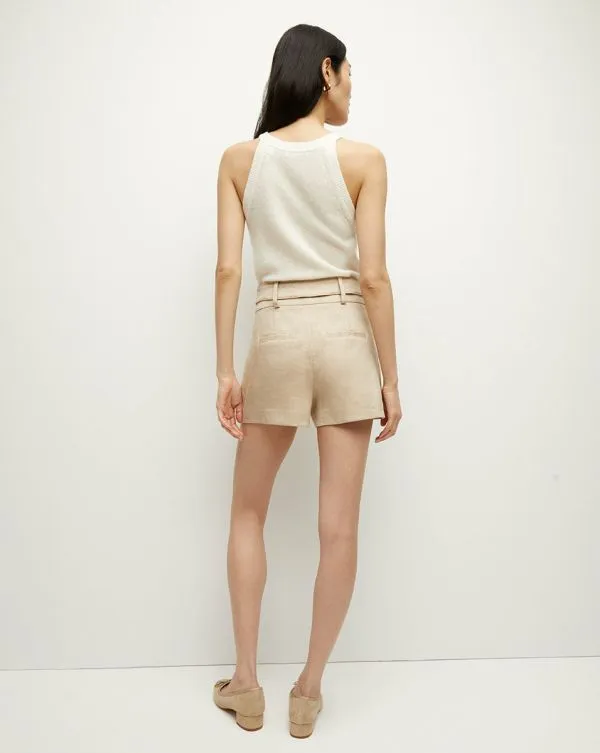 Runo Linen Short Khaki Melange Women Veronica Beard Skirts and Shorts Runo Linen Short Khaki Melange Women Veronica Beard Skirts and Shorts
