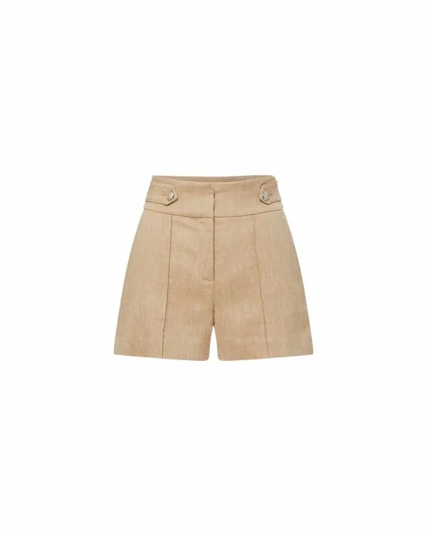 Runo Linen Short Khaki Melange Women Veronica Beard Skirts and Shorts Runo Linen Short Khaki Melange Women Veronica Beard Skirts and Shorts