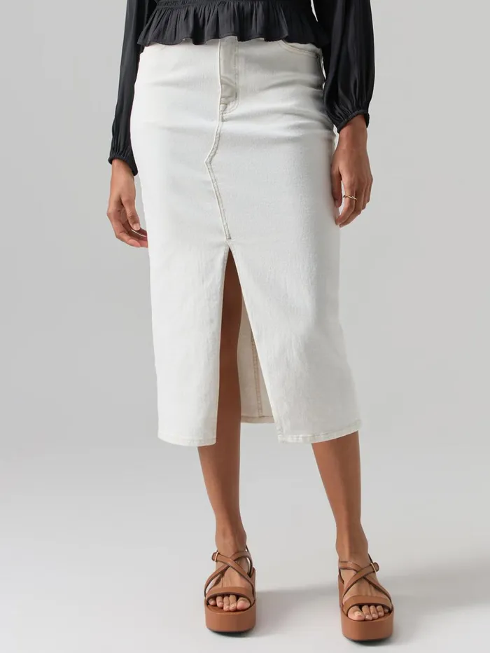 Sanctuary Clothing Denim Women Denim Midi Skirt Chalk