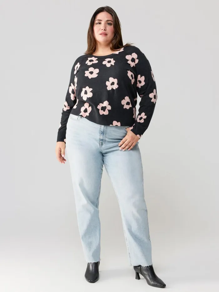Sanctuary Clothing Inclusive Women All Day Long Sweater Rose Smoke Flower Pop Inclusive Collection