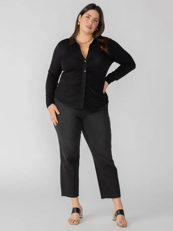 Sanctuary Clothing Inclusive Women Dreamgirl Knit Button Up Top Black Inclusive Collection