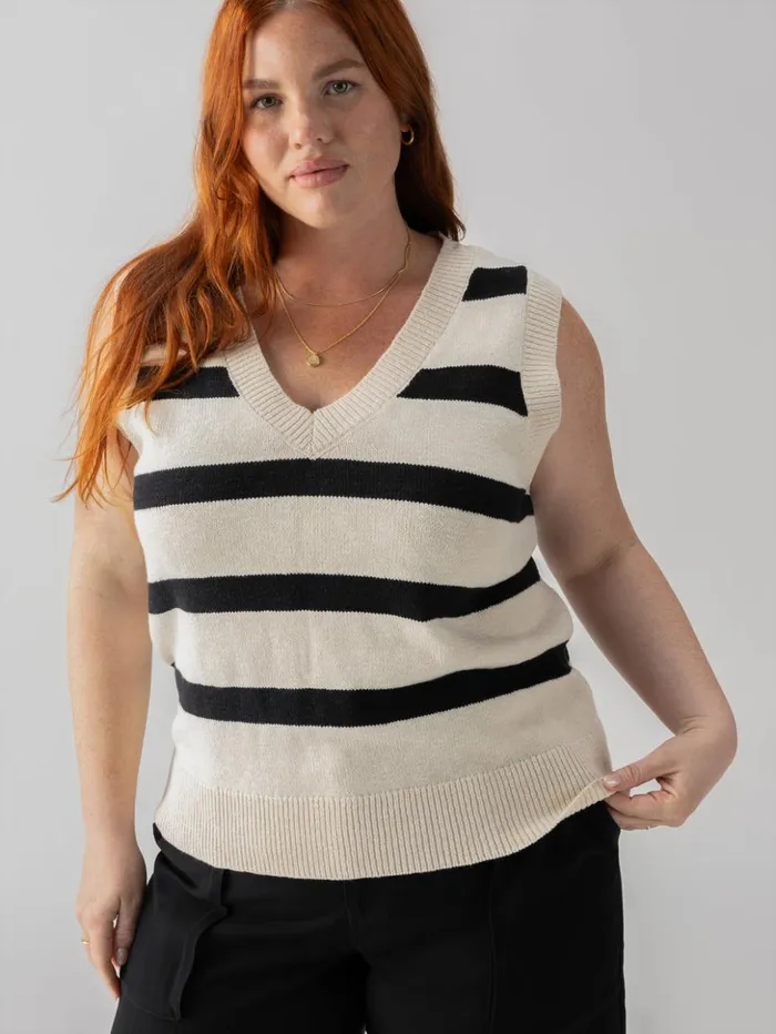 Sanctuary Clothing Inclusive Women Sweater Shell Tank Eco Natural Black Stripe Inclusive Collection Sanctuary Clothing Inclusive Women Sweater Shell Tank Eco Natural Black Stripe Inclusive Collection