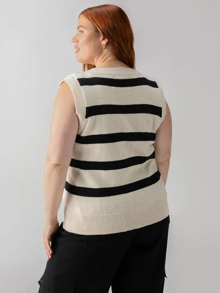 Sanctuary Clothing Inclusive Women Sweater Shell Tank Eco Natural Black Stripe Inclusive Collection