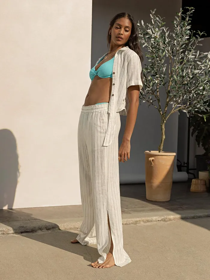 Sanctuary Clothing Pants Women Ocean Front PullOn Standard Rise Pant Biarritz Stripe