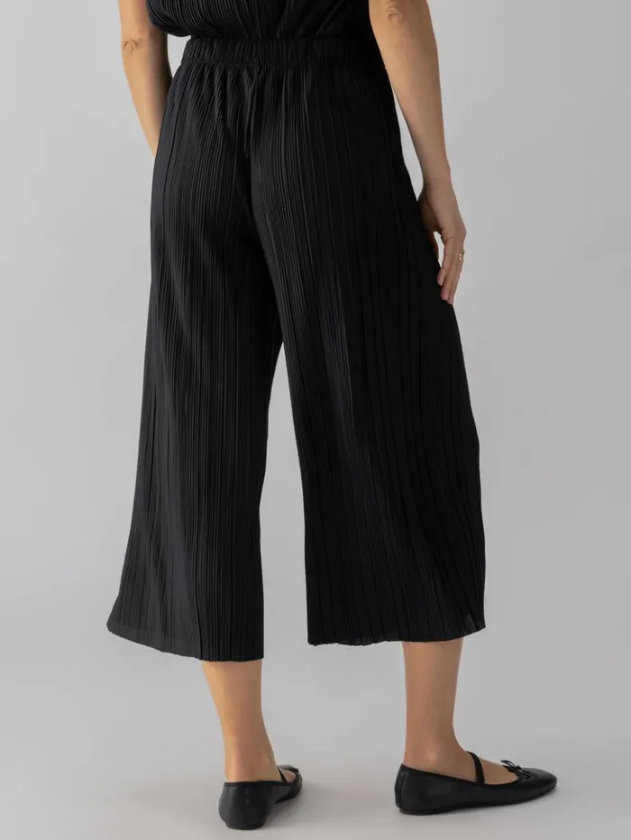 Sanctuary Clothing Pants Women Plisse Semi High Rise Culotte Black Sanctuary Clothing Pants Women Plisse Semi High Rise Culotte Black