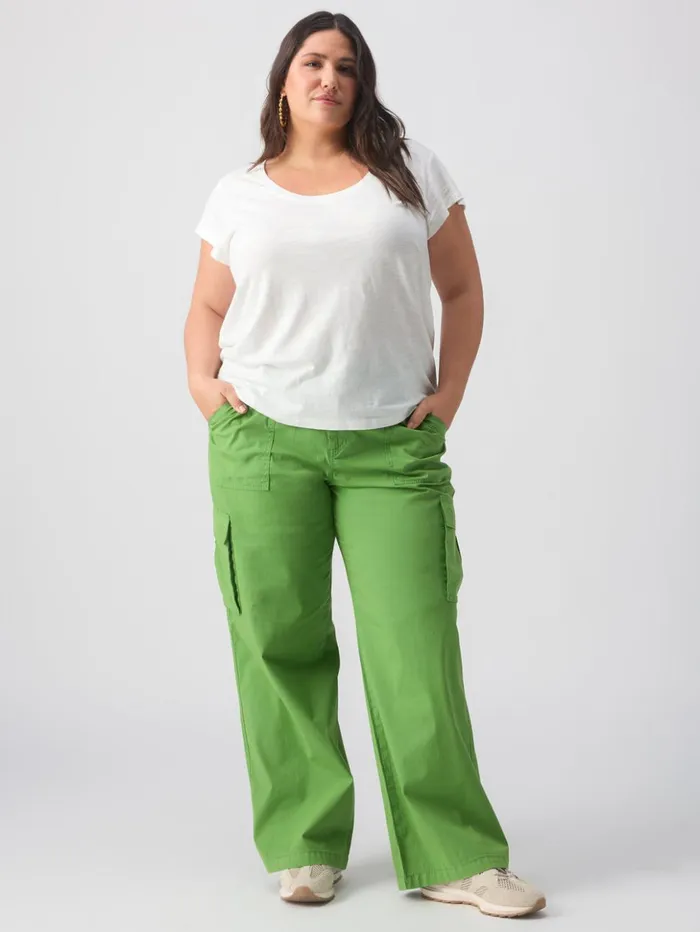 Sanctuary Clothing Pants Women Reissue Cargo Standard Rise Pant Washed Chlorophyl Inclusive Collection
