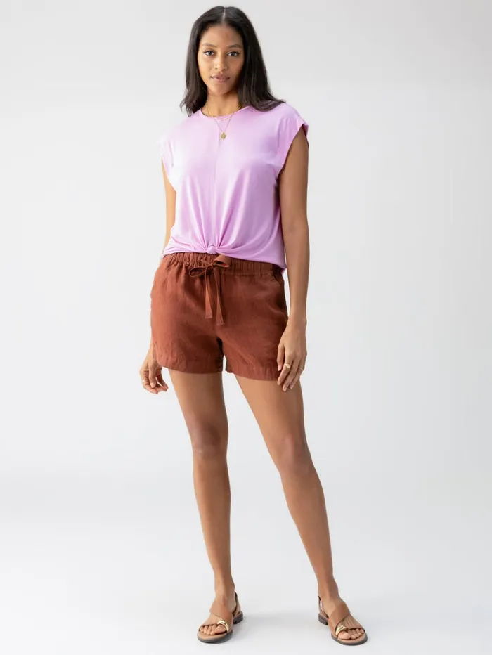 Sanctuary Clothing Shorts Women Always Linen Standard Rise Short Rich Clay