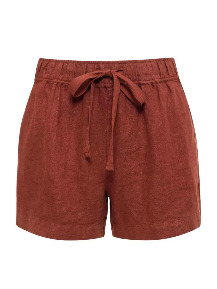 Sanctuary Clothing Shorts Women Always Linen Standard Rise Short Rich Clay