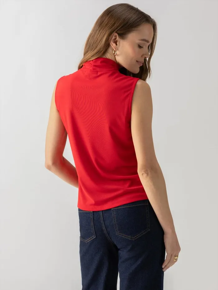Sanctuary Clothing Sweaters and Cardis Women Shirred Neck Mesh Tank Cherry Red Sanctuary Clothing Sweaters and Cardis Women Shirred Neck Mesh Tank Cherry Red