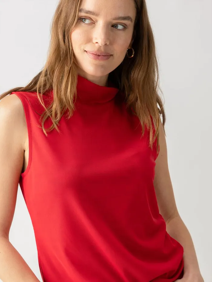 Sanctuary Clothing Sweaters and Cardis Women Shirred Neck Mesh Tank Cherry Red Sanctuary Clothing Sweaters and Cardis Women Shirred Neck Mesh Tank Cherry Red
