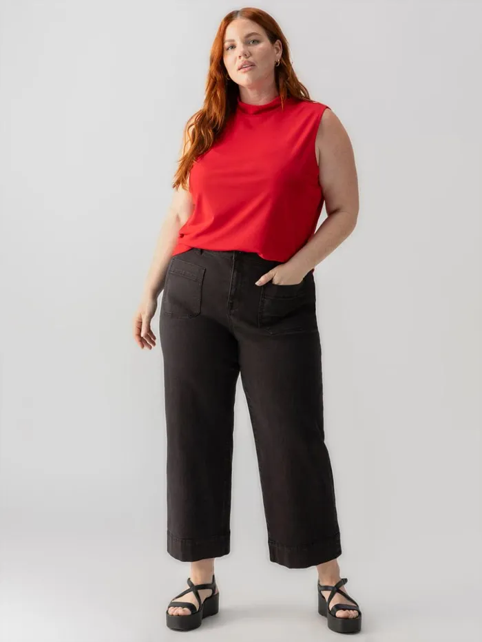 Sanctuary Clothing Sweaters and Cardis Women Shirred Neck Mesh Tank Cherry Red Inclusive Collection Sanctuary Clothing Sweaters and Cardis Women Shirred Neck Mesh Tank Cherry Red Inclusive Collection