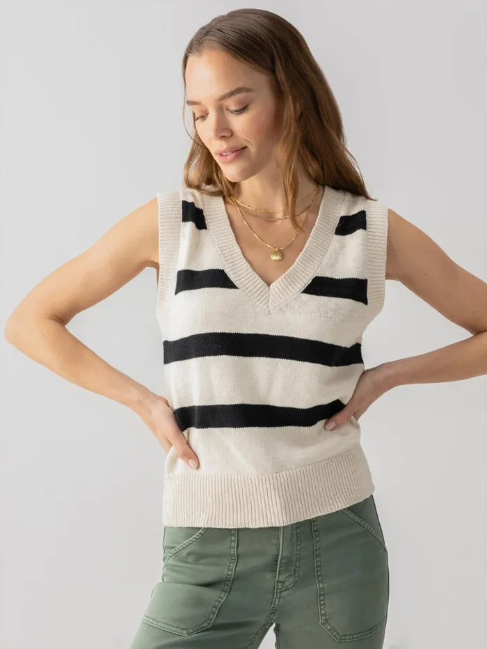 Sanctuary Clothing Sweaters and Cardis Women Sweater Shell Tank Eco Natural Black Stripe Sanctuary Clothing Sweaters and Cardis Women Sweater Shell Tank Eco Natural Black Stripe