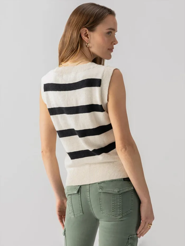 Sanctuary Clothing Sweaters and Cardis Women Sweater Shell Tank Eco Natural Black Stripe Sanctuary Clothing Sweaters and Cardis Women Sweater Shell Tank Eco Natural Black Stripe