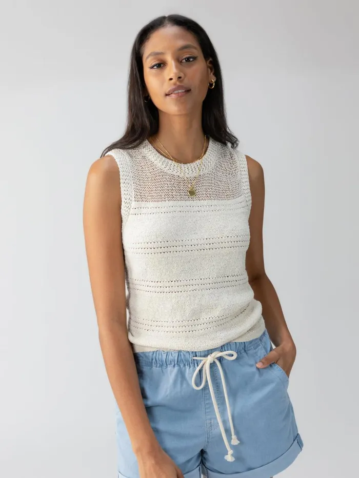 Sanctuary Clothing Sweaters and Cardis Women Waves Of Summer Sweater Shell Tank Birch Sanctuary Clothing Sweaters and Cardis Women Waves Of Summer Sweater Shell Tank Birch