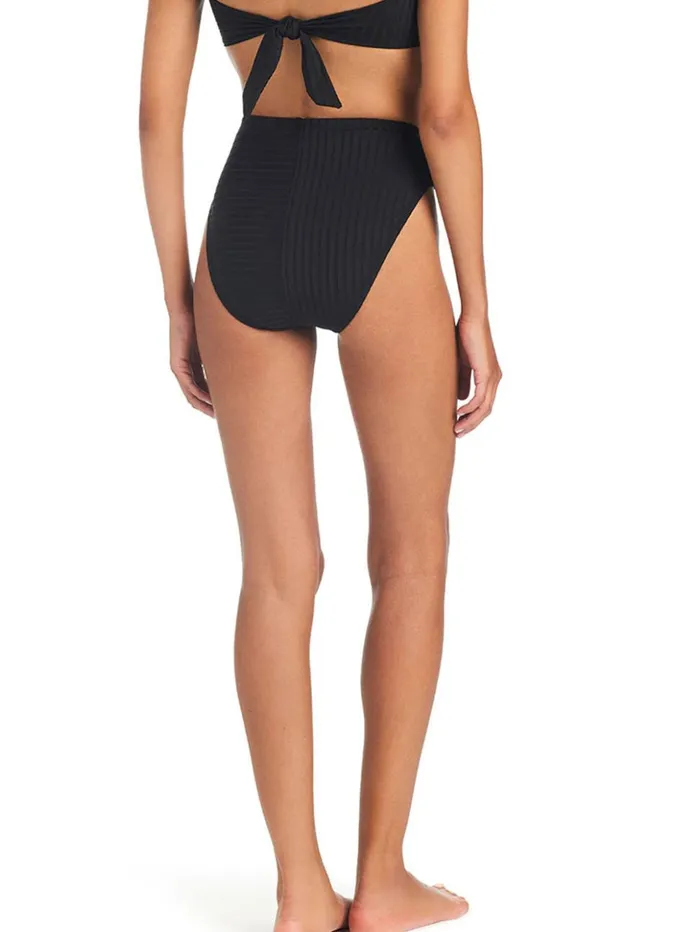 Sanctuary Clothing Swim Bottoms Women Refresh Rib Bikini Bottom Black