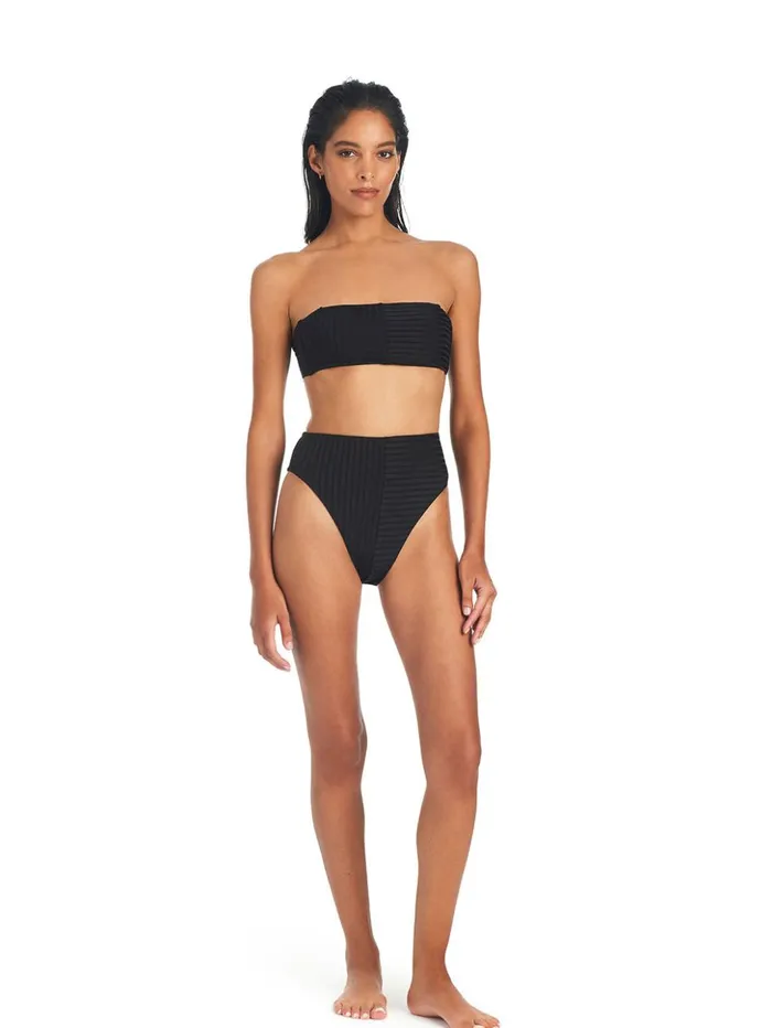Sanctuary Clothing Swim Bottoms Women Refresh Rib Bikini Bottom Black
