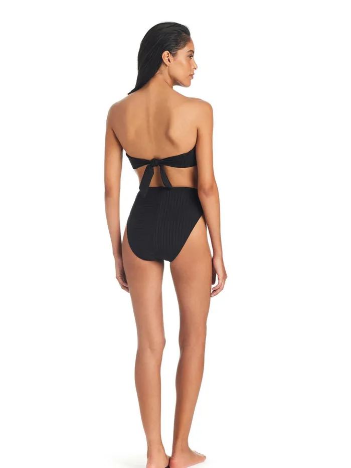 Sanctuary Clothing Swim Bottoms Women Refresh Rib Bikini Bottom Black