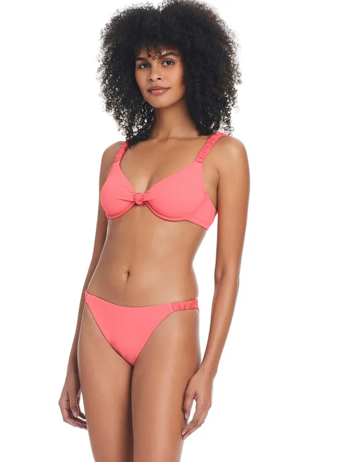 Sanctuary Clothing Swim Bottoms Women Sandbar Solids Hipster Bikini Bottom Watermelon Sugar