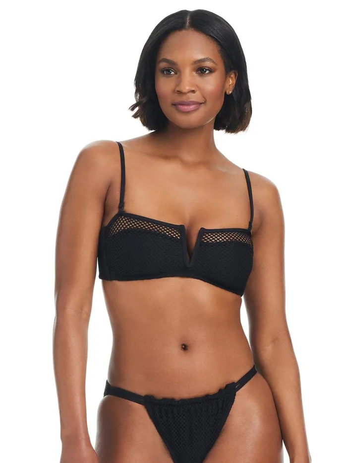 Sanctuary Clothing Swim Tops Women Double Trouble VWire Bandeau Bikini Top Black Sanctuary Clothing Swim Tops Women Double Trouble VWire Bandeau Bikini Top Black