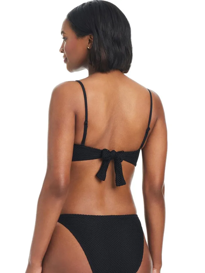 Sanctuary Clothing Swim Tops Women Double Trouble VWire Bandeau Bikini Top Black