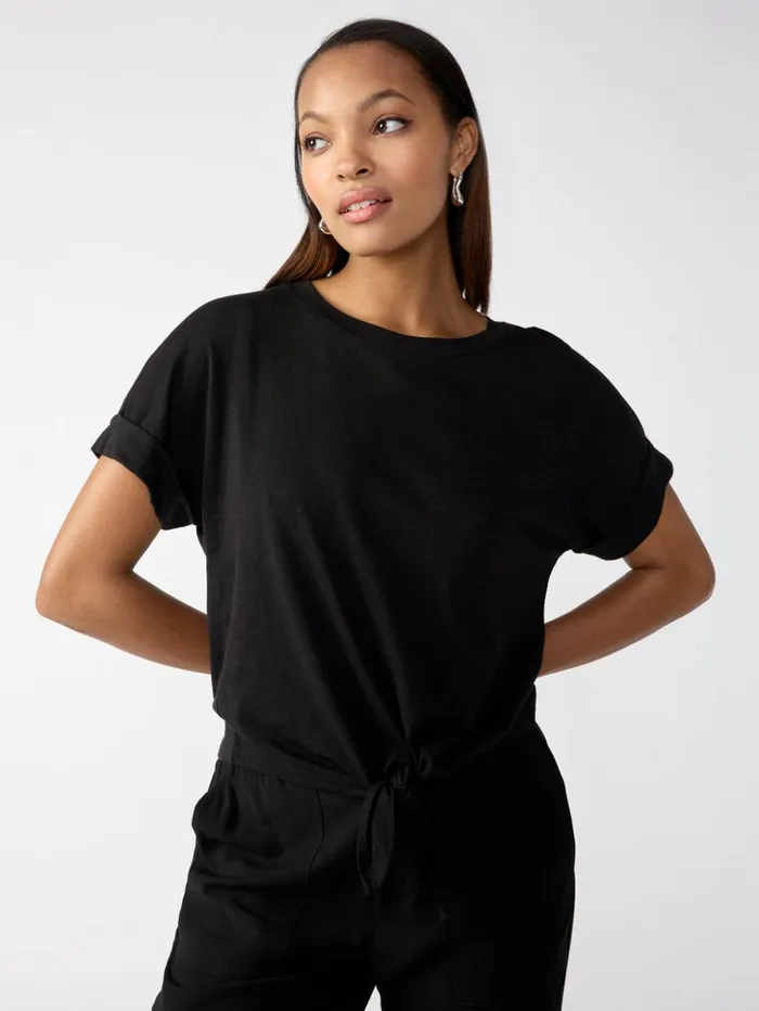 Sanctuary Clothing Tees and Tops Women All Day Tie Tee Black
