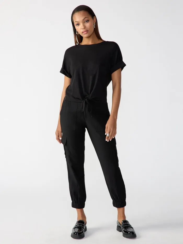 Sanctuary Clothing Tees and Tops Women All Day Tie Tee Black Sanctuary Clothing Tees and Tops Women All Day Tie Tee Black
