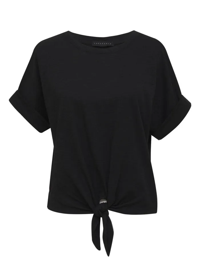 Sanctuary Clothing Tees and Tops Women All Day Tie Tee Black Sanctuary Clothing Tees and Tops Women All Day Tie Tee Black