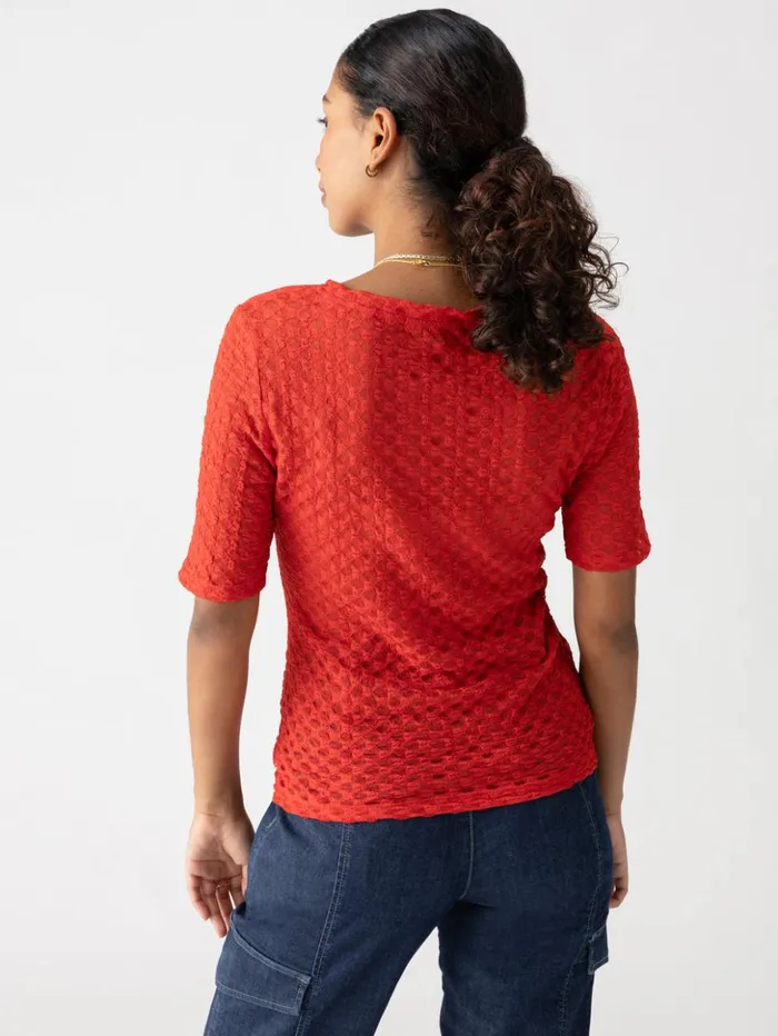 Sanctuary Clothing Tees and Tops Women Geo Mesh Tee Cherry Red