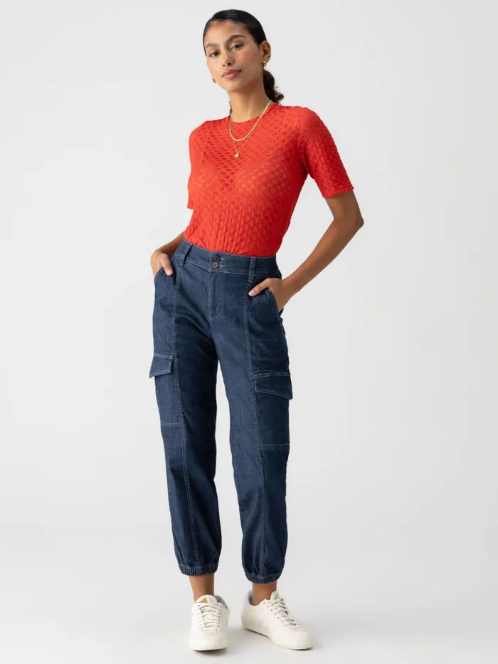 Sanctuary Clothing Tees and Tops Women Geo Mesh Tee Cherry Red