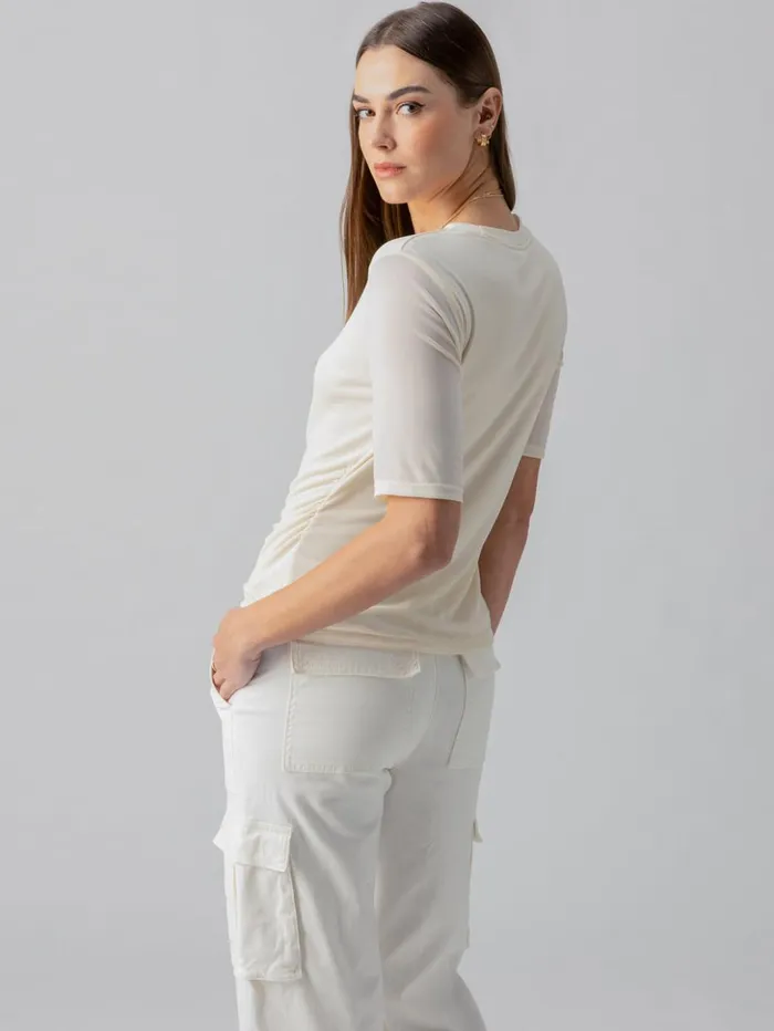 Sanctuary Clothing Tees and Tops Women Half Sleeve Perfect Mesh Tee Birch Sanctuary Clothing Tees and Tops Women Half Sleeve Perfect Mesh Tee Birch