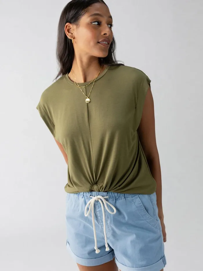 Sanctuary Clothing Tees and Tops Women New Era Tee Burnt Olive