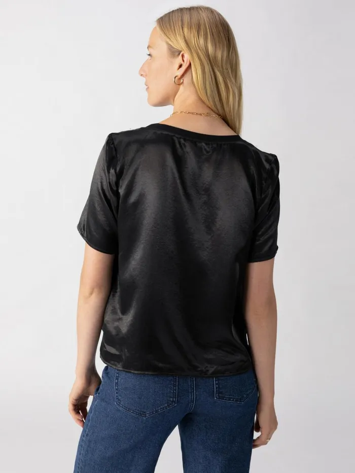 Sanctuary Clothing Tees and Tops Women Timeless Satin Tee Black Sanctuary Clothing Tees and Tops Women Timeless Satin Tee Black