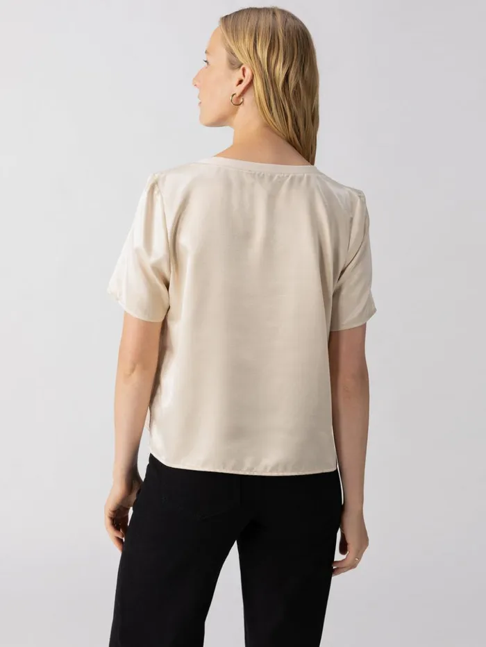 Sanctuary Clothing Tees and Tops Women Timeless Satin Tee Toasted Almond Sanctuary Clothing Tees and Tops Women Timeless Satin Tee Toasted Almond
