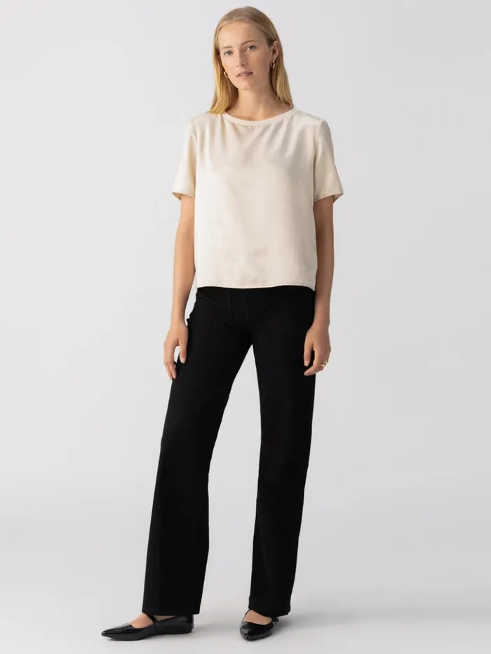 Sanctuary Clothing Tees and Tops Women Timeless Satin Tee Toasted Almond Sanctuary Clothing Tees and Tops Women Timeless Satin Tee Toasted Almond