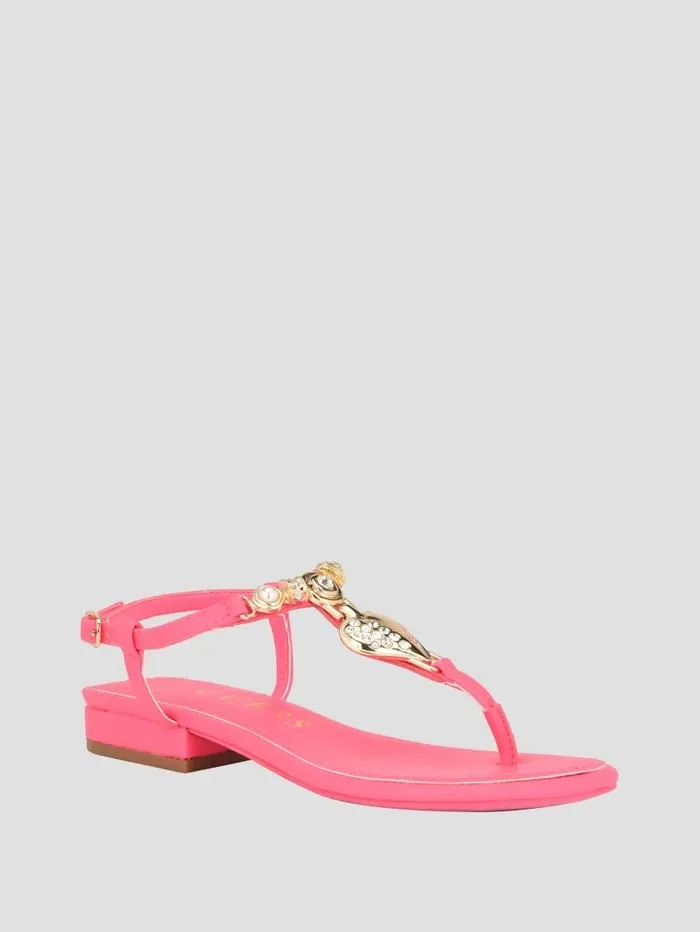 Sandals Women GUESS Jiarella TStrap Signature Sandal Medium Pink