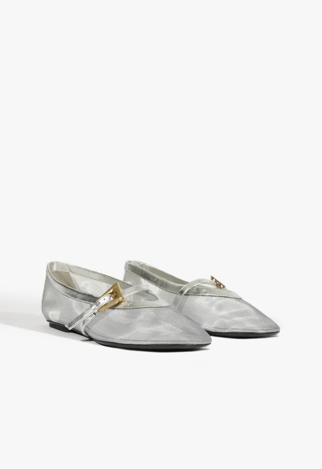 Schutz Shoes Ballerinas Sylvie Ballet Flat Silver 8211 Women